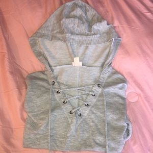 Grey Sweatshirt with Cute TieUp in front w/ pocket